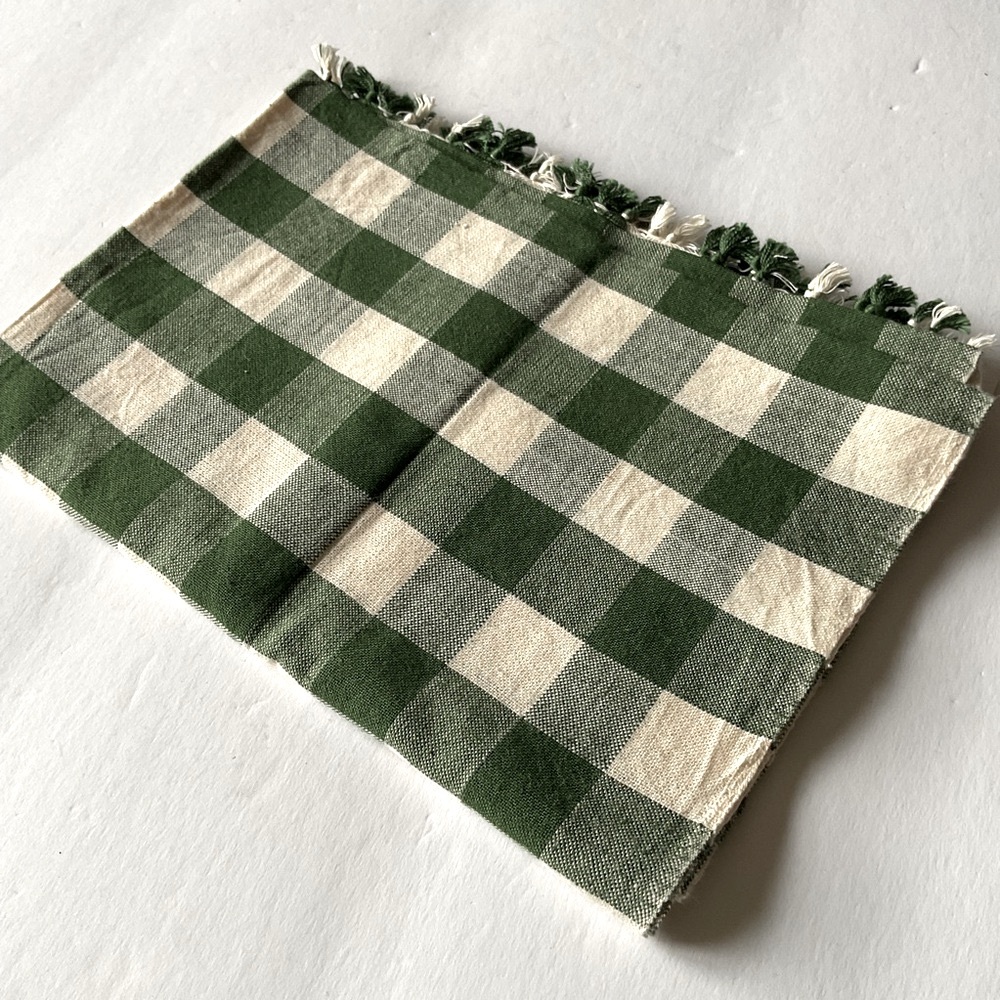 HEATHER TAYLOR HOME HTH GINGHAM TEA TOWEL DISH CLOTH HUNTER GREEN WHITE NWT - Picture 6 of 6